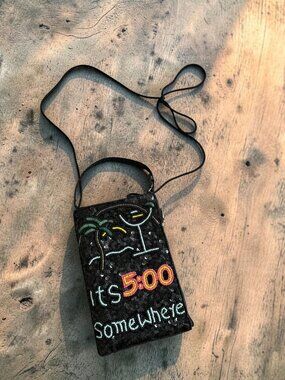 ITS 5 O’CLOCK SOMEWHERE Beaded Mini Crossbody Bag